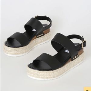 Steve Madden Sz 8 Catia Black Platform Espadrille